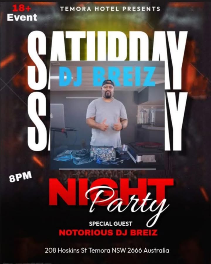 Featured image for “DJ Breiz Live at Temora Hotel – Saturday Night”