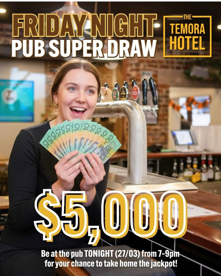 Featured image for “Riverina Super Cash Draw Tonight at Temora Hotel”