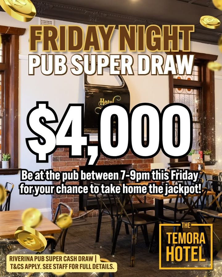 Featured image for “Win $4,000 This Friday at Temora Hotel”