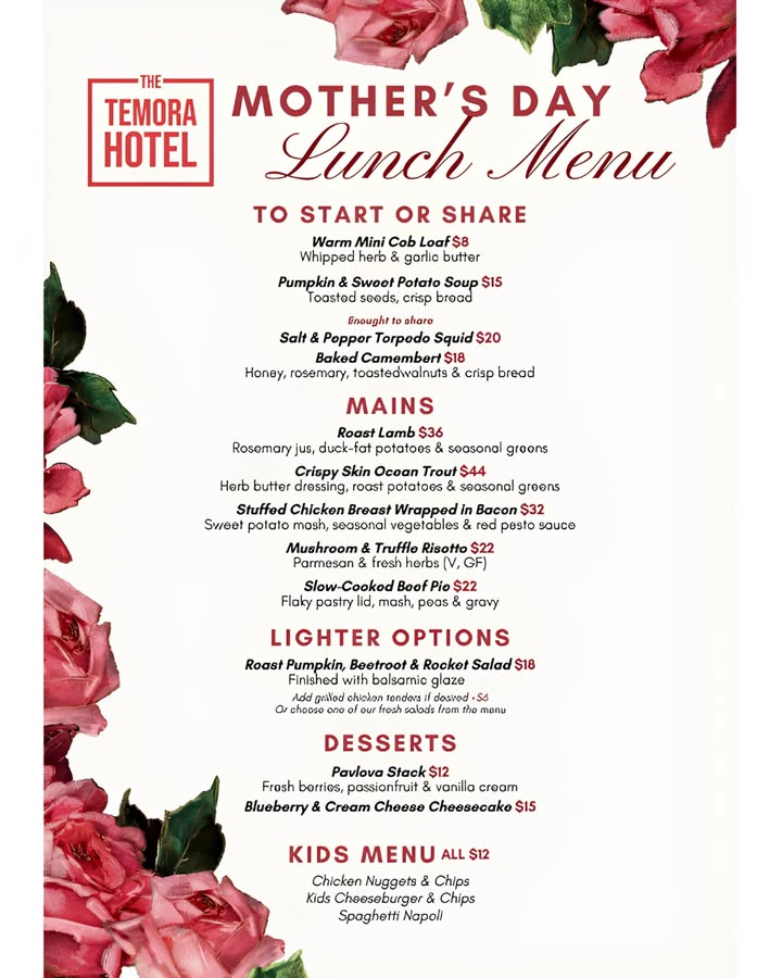 Featured image for “Spoil Mum this Mother’s Day at Temora Hotel”