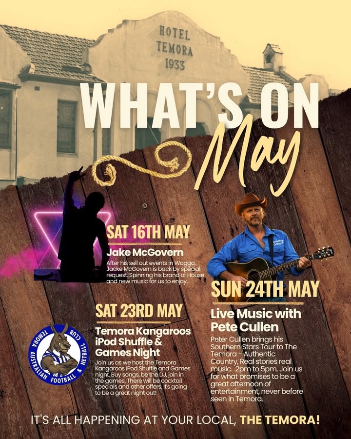 Featured image for “What’s On This May at Temora Hotel”